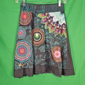 Desiqual Womens Embroidered Embellished Boho A Line Skirt XS‎